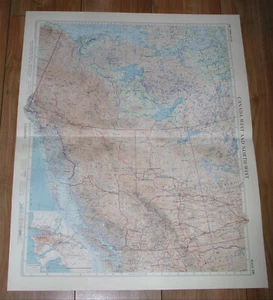 1957 VINTAGE MAP OF BRITISH COLUMBIA ALBERTA NORTHWEST TER. / SCALE 1:5,000,000 - Picture 1 of 16