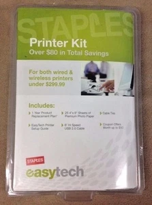 Printer Cable Kit 6 FT Hi Speed USB 2.0 25 4x6 Photo Paper Ties Staples EasyTech - Picture 1 of 12