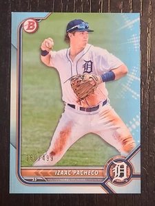 2022 Bowman Izaac Pacheco Sky Blue /499 #BP-106 Tigers - Picture 1 of 2