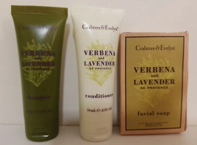 Crabtree Evelyn 3 лот дорожный набор, шампунь Verbena, кондиционер, мыло, очень новый - Изображение 1 из 4
