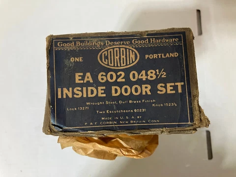 Vintage NOS Brass Corbin Inside Door Handle Lock set Skeleton Key EA 602 048 1/2 Cover