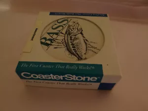 CoasterStone 4 Piece Round Coaster Set Bass Muskie Walleye Trout - Picture 1 of 6