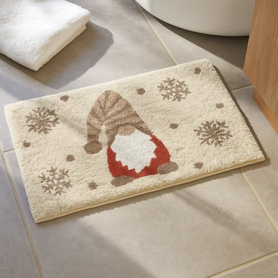 Tapete de banho luxuoso Gonk Natal antiderrapante 50 x 80 cm neutro - tapete de banheiro macio - Imagem 1 de 4