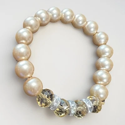 PULSERA elástica My Style oro claro/bronceado cobre ilusión cuentas vidrio estrás Foto 1 de 4