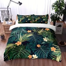 3pcs Tropical Botanical Duvet Cover Set, Soft Microfiber Bedding With Digital