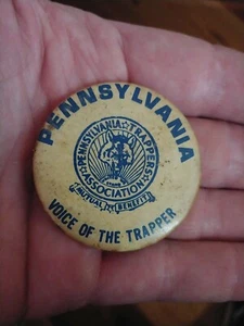 Vintage Pennsylvania Trappers Association Metal Button - Picture 1 of 2