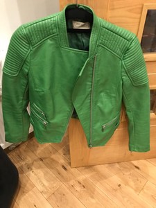 zara green leather jacket