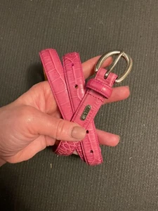 Lauren Ralph Lauren Genuine Leather Belt Womens Large Petunia Pink 38” faux croc - Picture 1 of 9