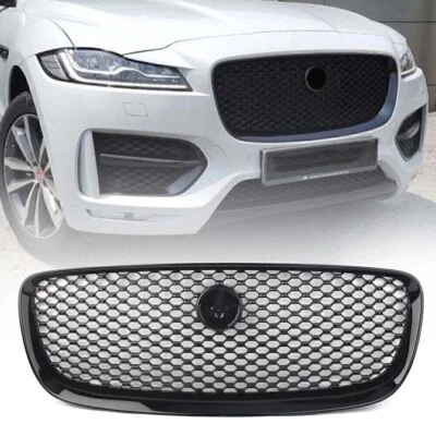 Front Upper Vent Grille Gloss Black Mesh Radiator Fit Jaguar F-PACE 2016-2020 Foto 1 de 4