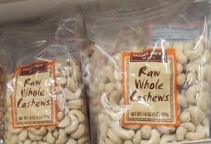 2 PACK TRADER JOE'S RAW WHOLE CASHEWS 16 OZ EACH - Picture 1 of 4