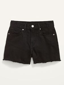 Old Navy Girls Extra High-Waisted Distressed Black Cut-Off Jean Shorts NWT $25
