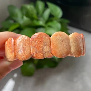 20*6.5mm Natural Orange Jade Coral Quartz Crystal Beads Bracelet AAA C1218 - Picture 1 of 6
