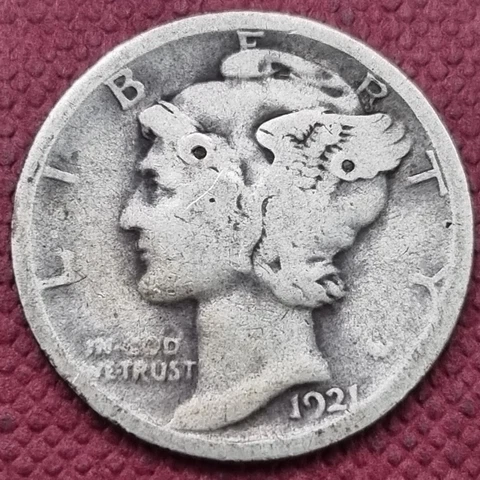 1921 Mercury Dime 10c Circulated #58571 Cover
