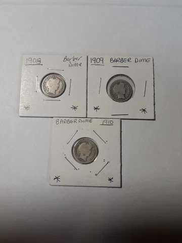 3 PC. BARBER DIMES ( 1908, 1909, 1910 ) Cover