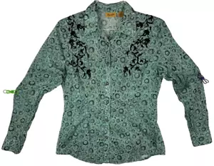Camisa Wrangler Snap Western para mujer mediana estrás acento terciopelo manga larga - Imagen 1 de 6