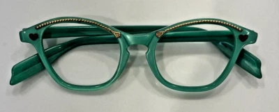 Vintage Plastic Eyeglass frame Lime with1/10th 12k GF ornament 44x16 5.25 temp - Image 1 of 4