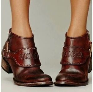 FREEBIRD BY STEVEN Grand Ankle Booties Cognac Brown Size 9
