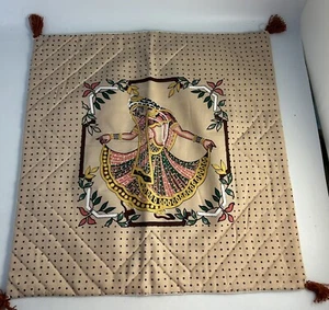 Throw Pillow Cover Pillowcase Indian Woman Dancing Floral 15.5x15.5" - Picture 1 of 3