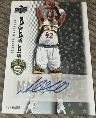 Tarjeta autógrafa Donyell Marshall 2008-09 Star Signings #SS-DM Seattle Supersonics Foto 1 de 2
