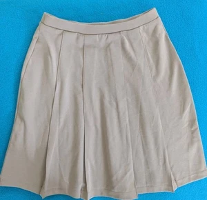 Lands End Girls Khaki Tan Box Pleat Skirt School Uniform Elastic Waist Size 12 - Picture 1 of 6