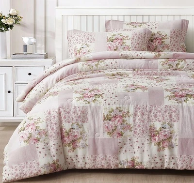 Rosy 2-Piece Twin Size Washed Cotton Comforter Set - Floral Bedding Set Ivory... - Image 1 of 4