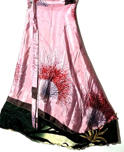 Incredible-art Vintage Silk Sari Magic Wrap Skirt Reversible Double Layer skirt, - Picture 1 of 6