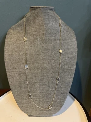 Kendra Scott Kellie Collar Estación Larga Dorado Con Piedras Gris Pizarra Ojo de Gato Foto 1 de 4