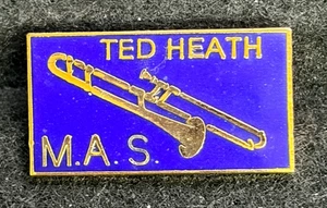 TED HEATH M.A.S. (MUSIC APPRECIATION SOCIETY) TROMBONE JAZZ SWING PIN BADGE - Imagen 1 de 3