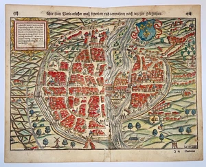 PARIS FRANCE 1564 SEBASTIAN MUNSTER LARGE UNUSUAL ANTIQUE VIEW 16TH CENTURY - Picture 1 of 14