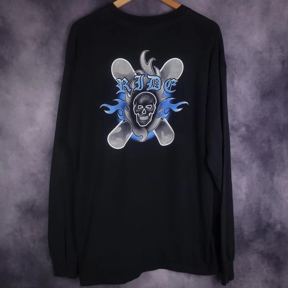 Camisa manga larga vintage Y2K 00s Brighton calavera y huesos cruzados motociclista Foto 1 de 4