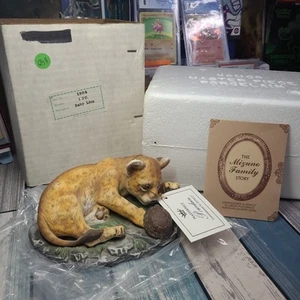 NEW Homco Mizuno Cheetah Cub & Turtle Masterpiece Porcelain Figure 1985 W/COA - Picture 1 of 12