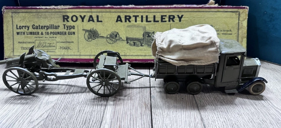 Gran Bretaña: Raro Set 1462 - RA Camión, Limber & Gun.  Preguerra c1930s Foto 1 de 4