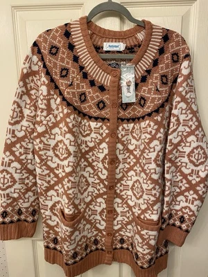 Cárdigan Suéter Marca Nacional Abuela Core Isla Justa Bolsillos con Botones De Colección Foto 1 de 4