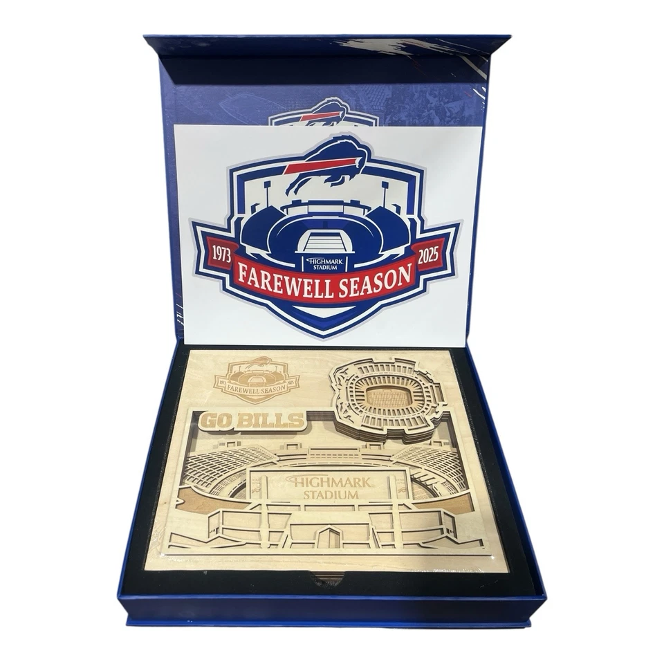 Buffalo Bills Highmark Estadio Despedida Temporada Titular Regalo Obra de Arte de Madera Foto 1 de 4