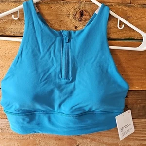 NWT Lululemon Size 6 Energy High Neck Longline Bra Zip Hawaiian Blue - Picture 1 of 6