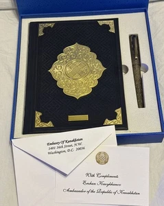 Embassy Of Kazakhstan Diary Journal Pen Set Gift Washington, DC New In Box - Picture 1 of 24