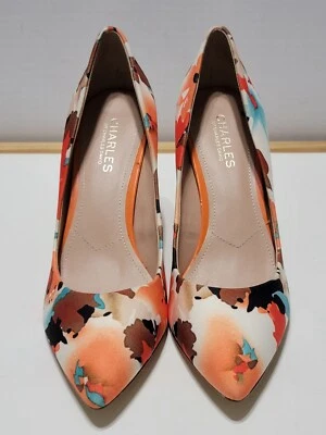 Charles by Charles David Floral Orange Brown, Stilettos 4" Heel, Size 9.5 M - Image 1 of 4