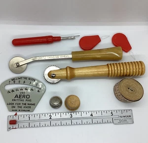 Lot Sewing Accessories VTG Singer Knitting Aero pin guage Dritz tracing wheel - Picture 1 of 15