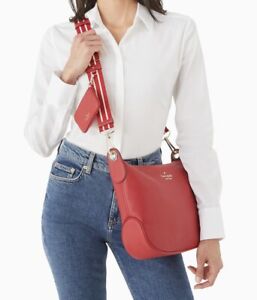 Kate Spade Rosie Large Crossbody Red Leather Candied Cherry With Zip Pouch