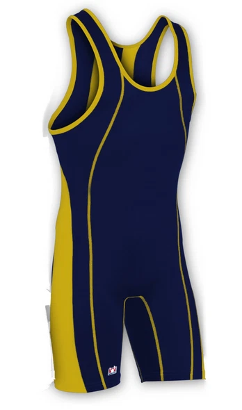 Brute Maverick Wrestling Singlet - Navy/Gold
