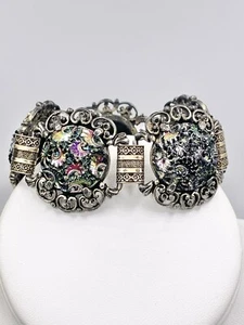 Vintage Bracelet Judy Lee Carnival Glass Brass Tone 7” *****READ**** - Picture 1 of 17