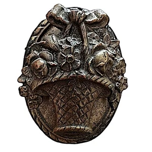 HUBLEY vintage cast iron door knocker Flowers in a Basket 3x3.75 - Picture 1 of 6