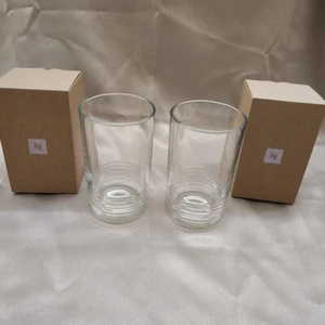 NESPRESSO View Recipe Glass Mugs Large- Clear No Handle Set Of 2 - 12 oz France - Picture 1 of 8