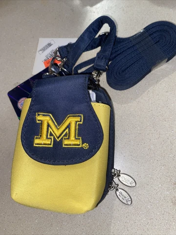 NEW Michigan Wolverines Mini Purse ID Wallet Crossover Strap Embroidered NWT Cover