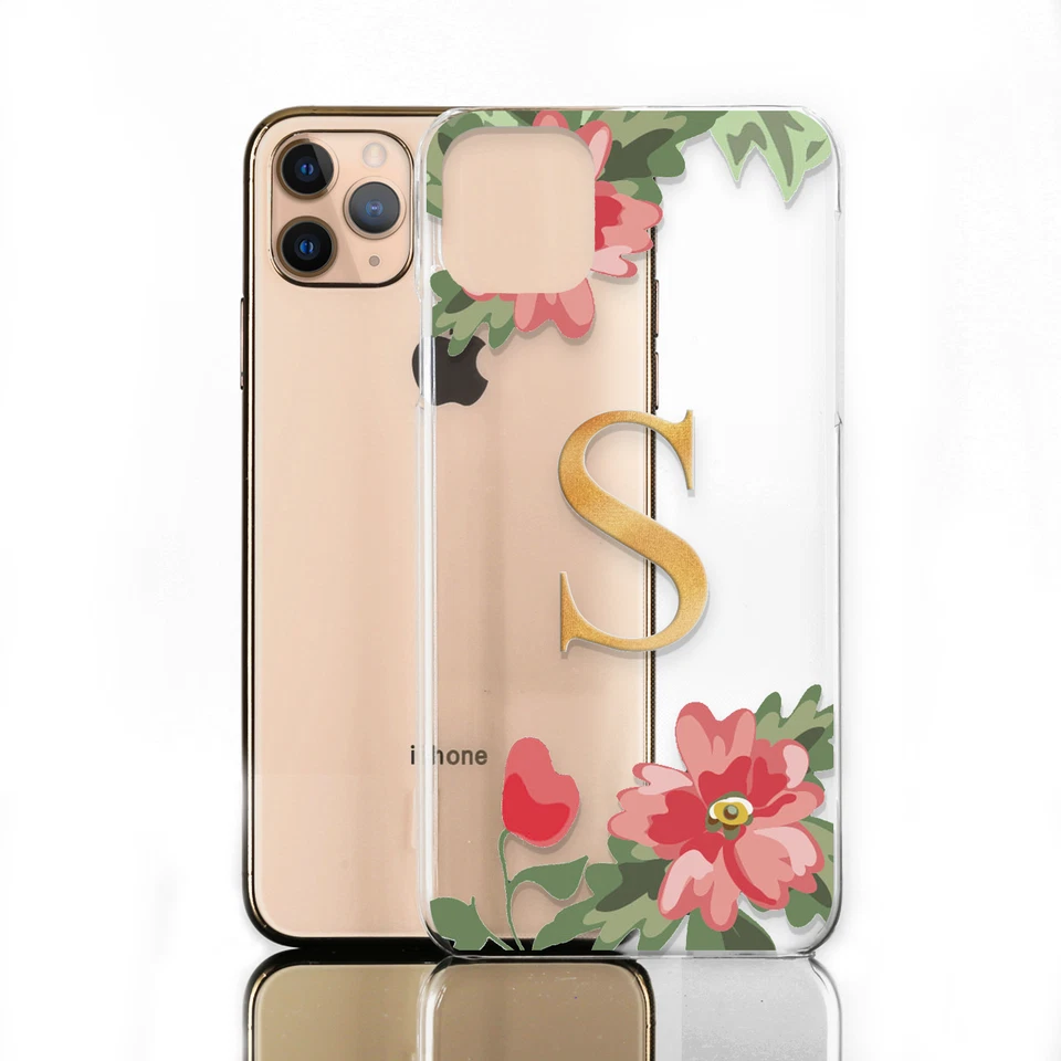 Funda de teléfono inicial personalizada; cubierta rígida transparente con impresión de flores para LG/OnePlus Foto 1 de 1