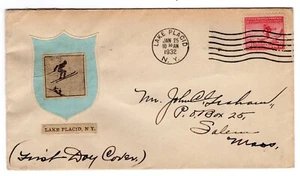 #716 Lake Placid Olympics FDC 1932 - Planty Unlisted Paste-on - Picture 1 of 2