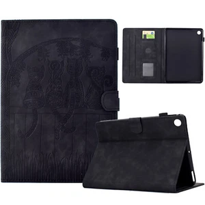Embossed Cat Case For Samsung Galaxy Tab S8 A9+ A9 A8 A7 Folio Stand Smart Cover - Picture 1 of 19