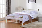 Marlborough Double Bed 4ft6 135cm White Metal with Brass Effect