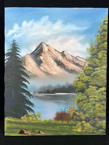 Handpainted 16 x 20 Canvas Painting Snow Covered Mountains Home Decoration - Bild 1 von 3