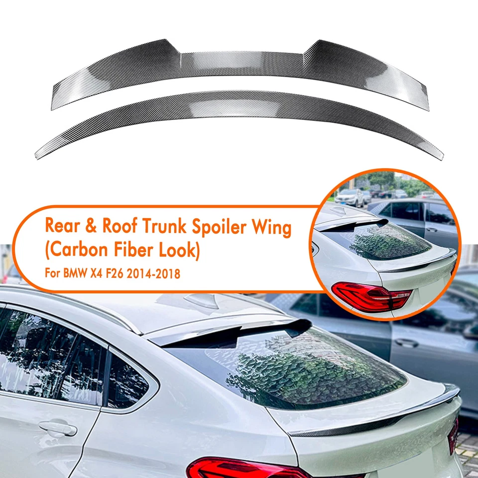 Labio de alerón trasero aspecto carbono + alerón medio para BMW X4 F26 2014-2018 2015 2016 Foto 1 de 4